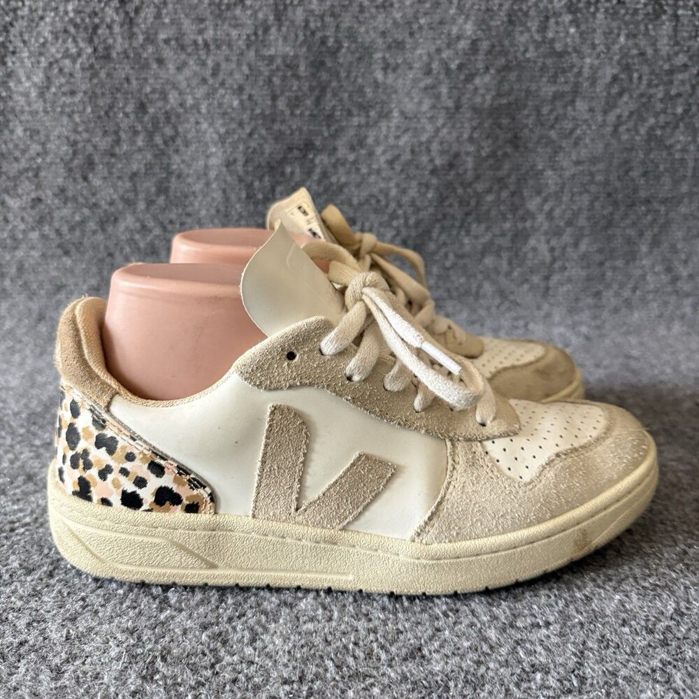 Veja X Madewell Womens White Leopard V-10 Leather Sneakers Size 5